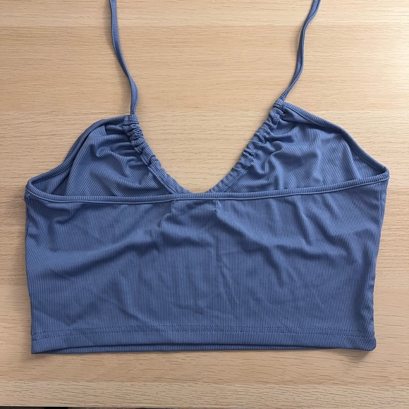 Blue Ruched Crop Top - Picture 3 of 3
